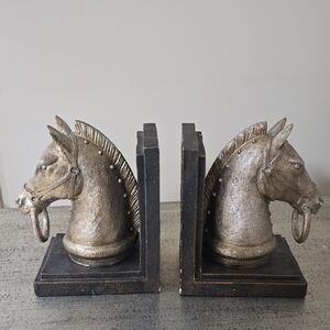 Silver Horse Head Bookends